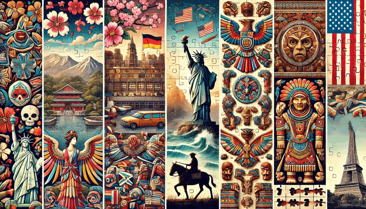 Illustration horizontale représentant la diversité des puzzles à travers le monde.