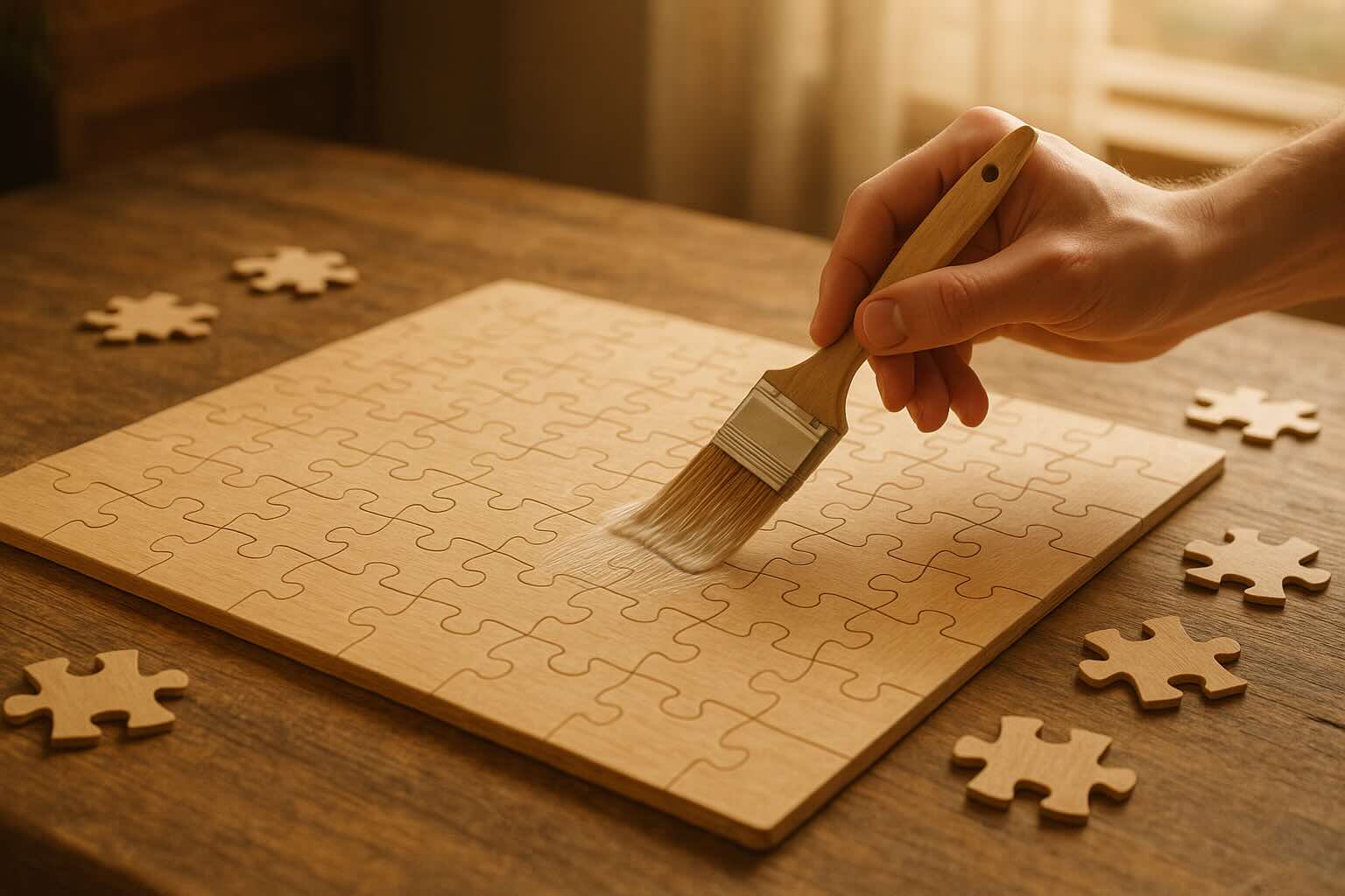 Coller puzzle en bois