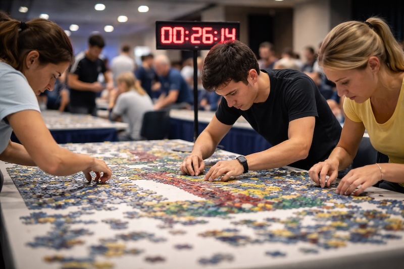 Compétition de puzzle lors d’un championnat international de speed puzzling