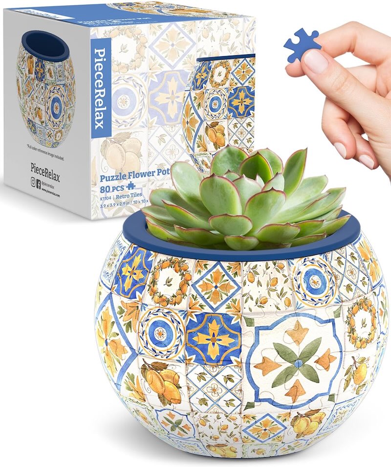 PieceRelax - Puzzle Pot de fleurs - Retro tiles